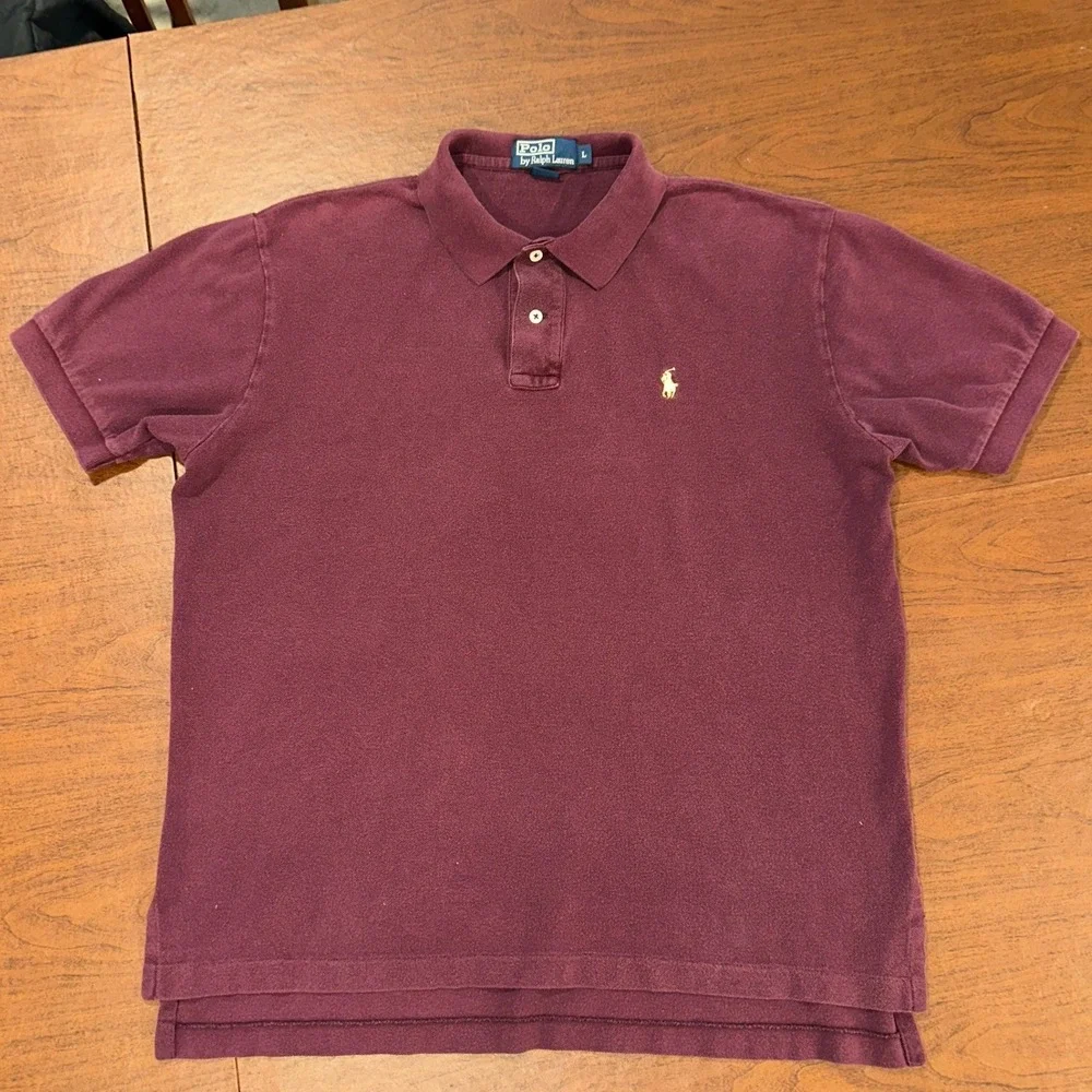 Polo Ralph Lauren Burgundy Maroon Cotton Pique Polo Shirt L Fits 46